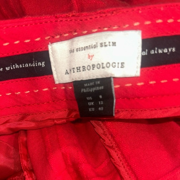 Anthropologie The Essential Slim Red Jacquard Size 8 - Picture 5 of 5